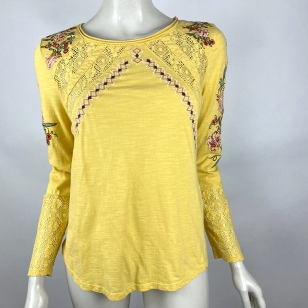 Sundance Splendor In Bloom Top Women XS Long Sleeve Embroidered Lace CottonShirt